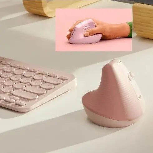 souris ergonomique verticale rose
