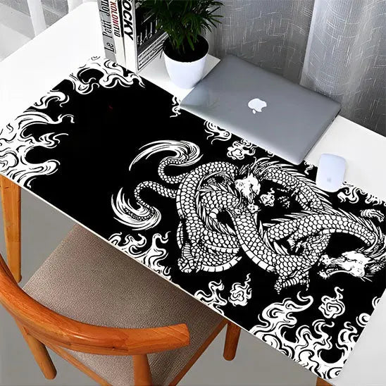 Tapis de souris XXL Dragon japonais noir blanc