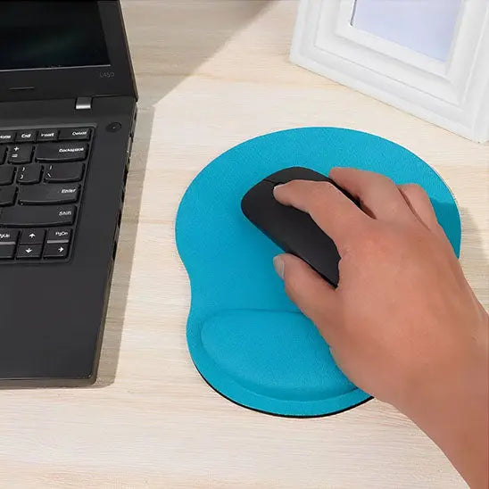 Tapis de souris ergonomique repose poignet bleu