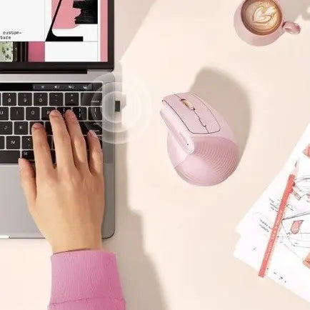 souris ergonomique verticale rose sans fil