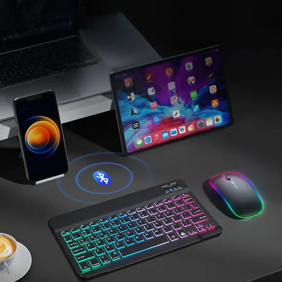 clavier et souris sans fil noir iphone