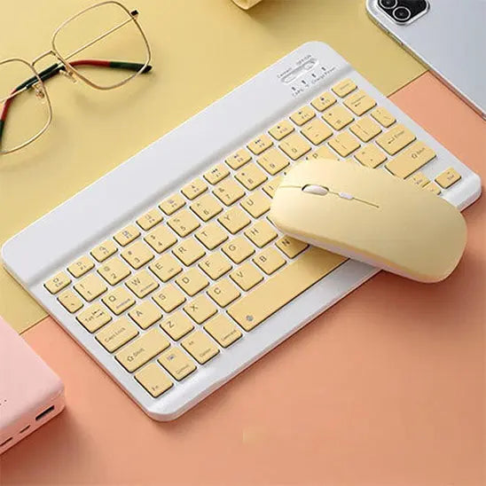 clavier sans fil et souris rechargeable Jaune lunettes