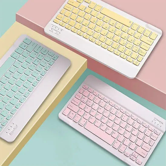 clavier sans fil et souris rechargeable vert jaune rose