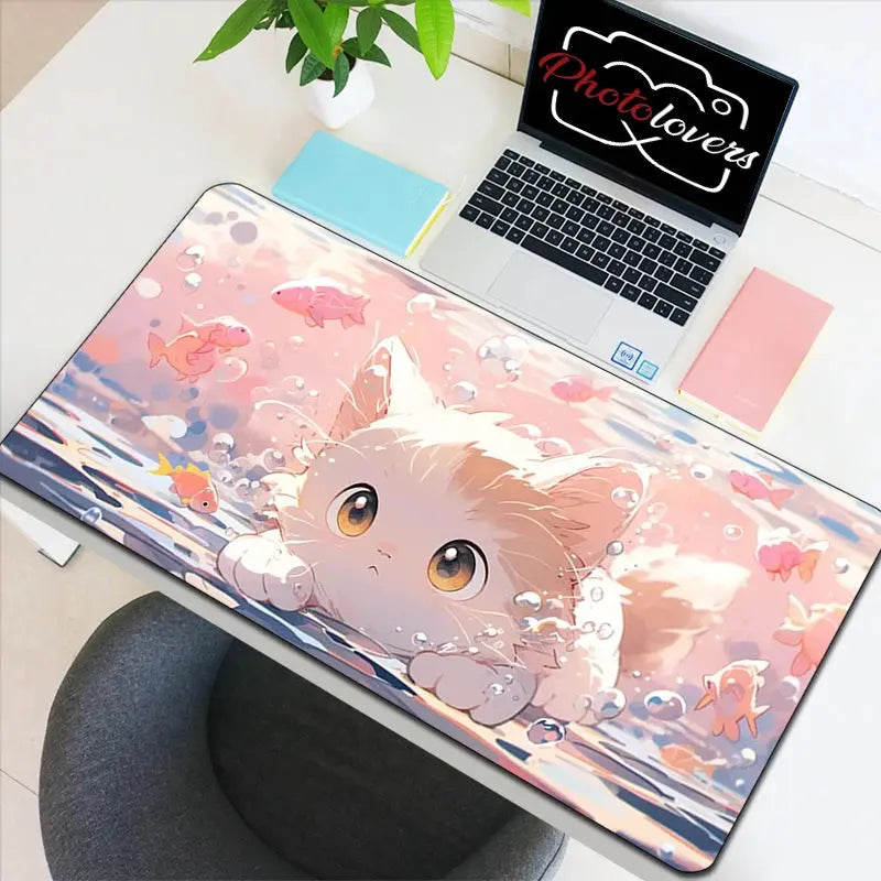 tapis de souris xxl minou sous leau bulle