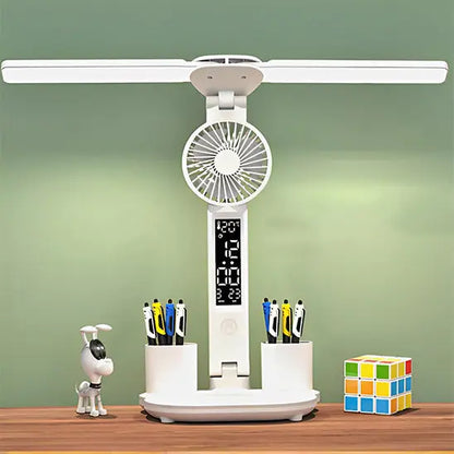 Lampe bureau double tête ventilateur