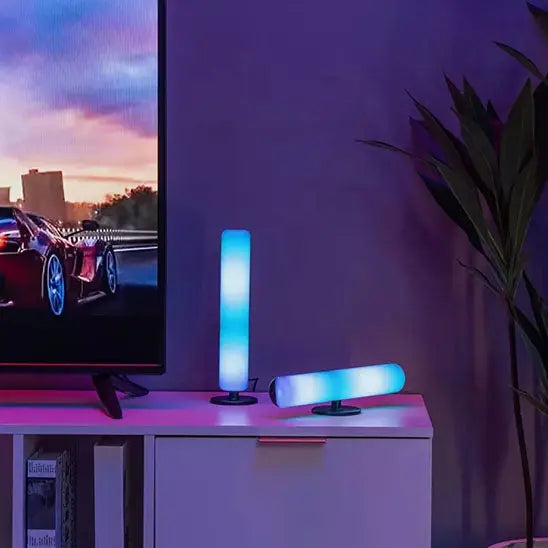 Lampe de bureau design barre bleu-écran