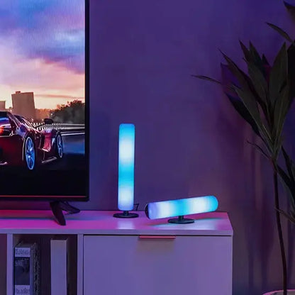 Lampe de bureau design barre bleu-écran
