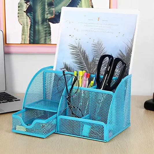 Organisateur de bureau bleu