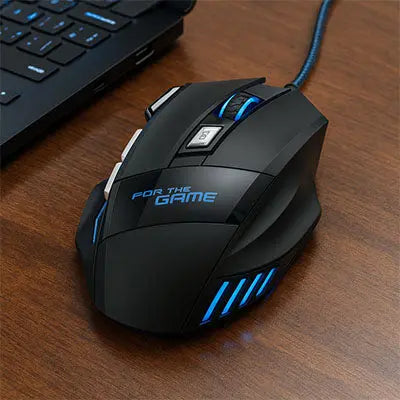 souris filaire ergonomique bleu