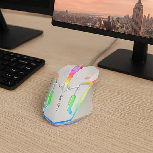 souris filaire gamer blanche bureau