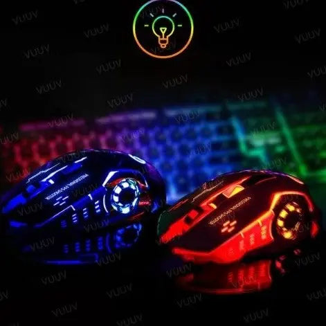 Souris sans fil gamer rouge bleu