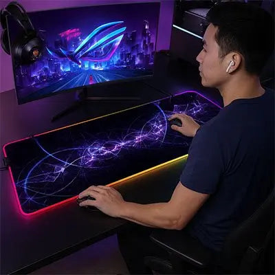 tapis bureau gamer galaxie éclairer 