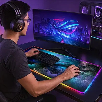 tapis bureau pour gaming homme casque
