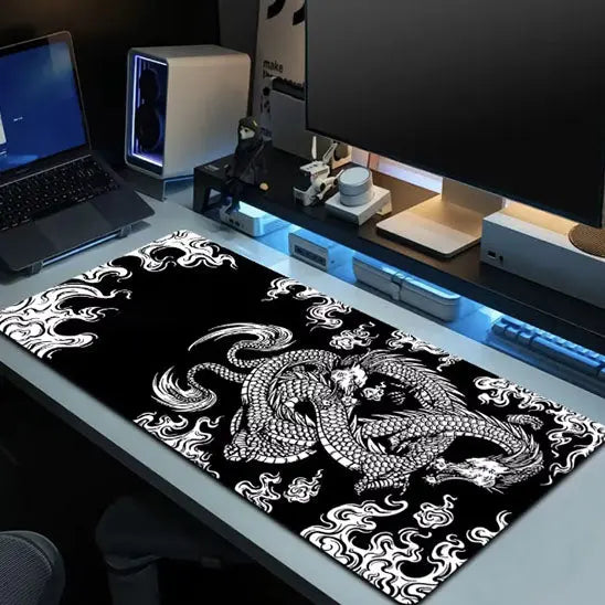 Tapis de souris XXL Dragon japonais noir bureau