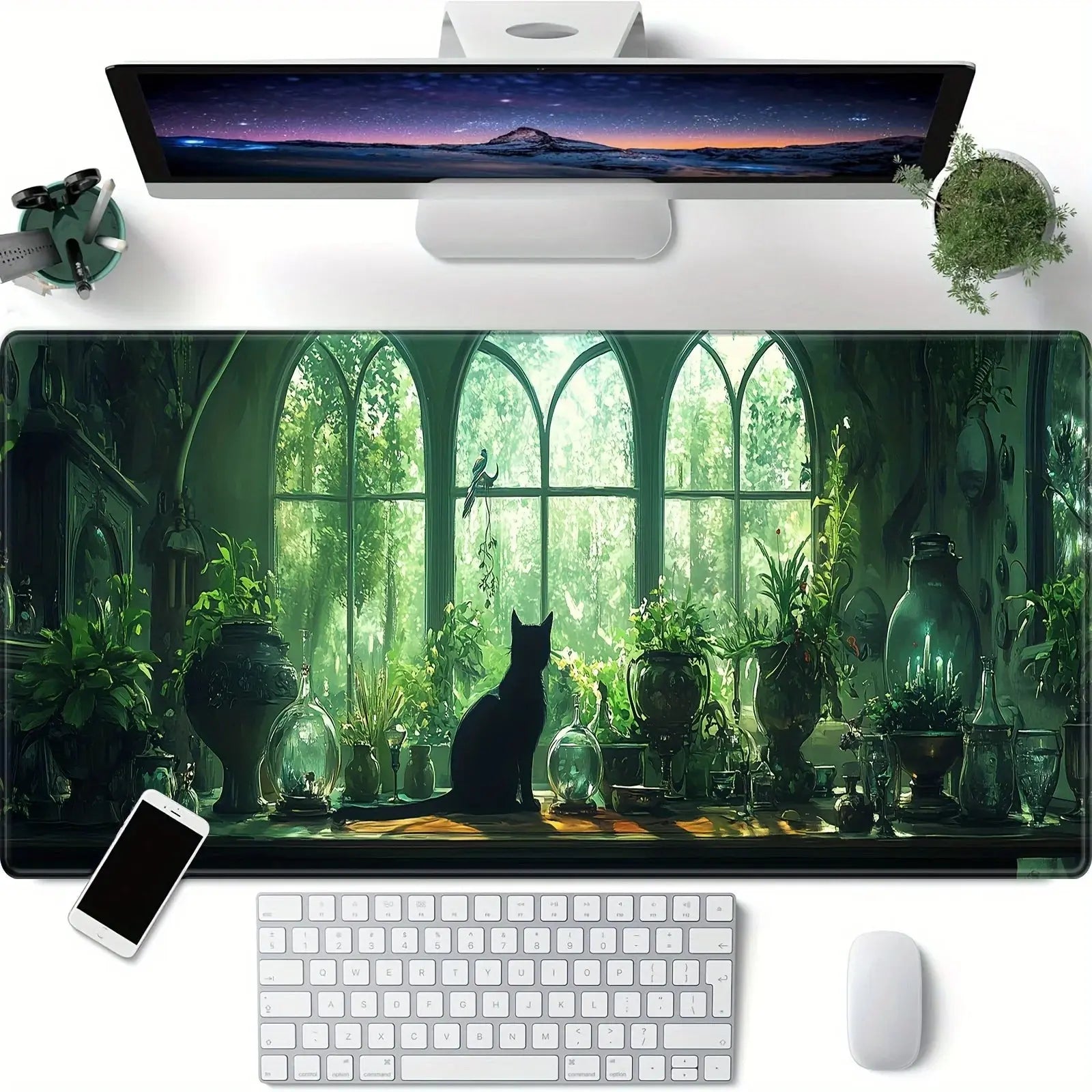 Tapis de souris vert chats clavier ecran
