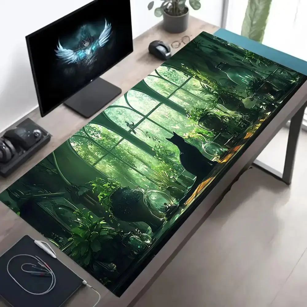 Tapis de souris vert chats pc