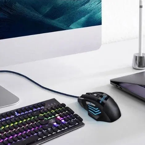 souris sans fil gamer bleu-clavier